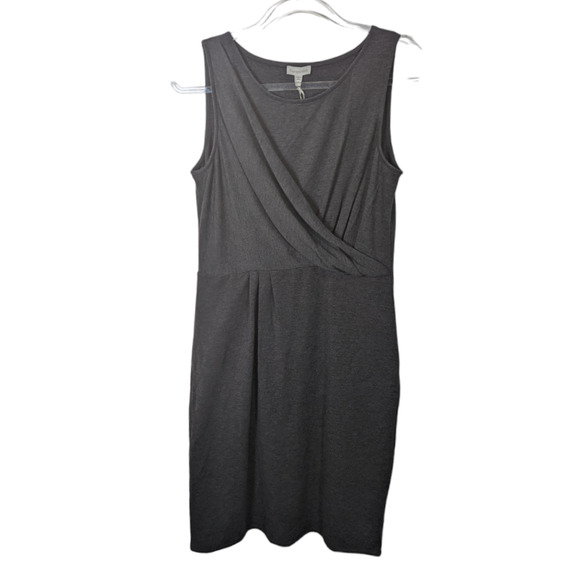 Garnet Hill Cross Pleated Knit Dress Sleeveless Gray Pleated Stretch NWT Small - Picture 2 of 9
